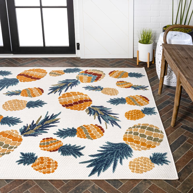 JONATHAN Y Limone Bold Pineapple High-Low Indoor/Outdoor Area Rug