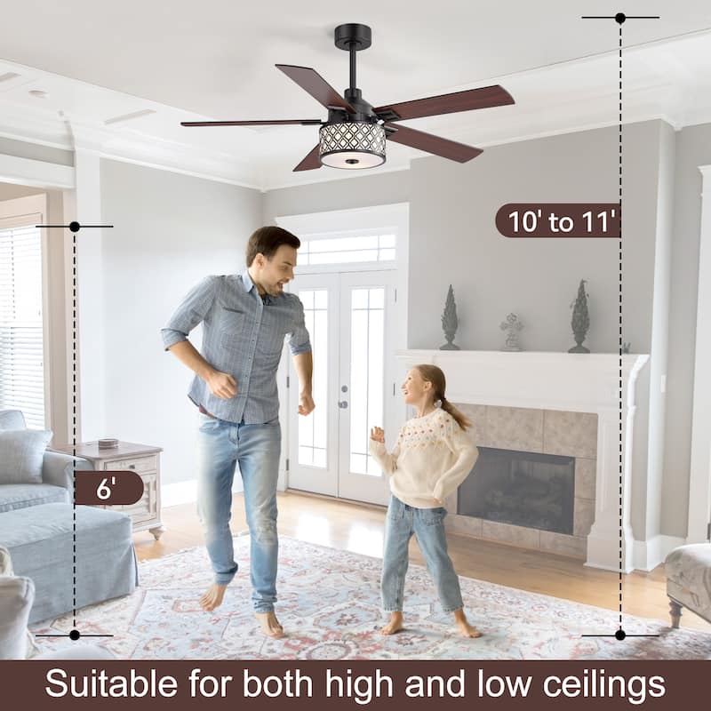 52" Reversible 5-Blade Caged Ceiling Fan with Light and Remote