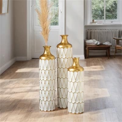 Modern Decoration Floor Metal Vase with Glazed (Set of 3)