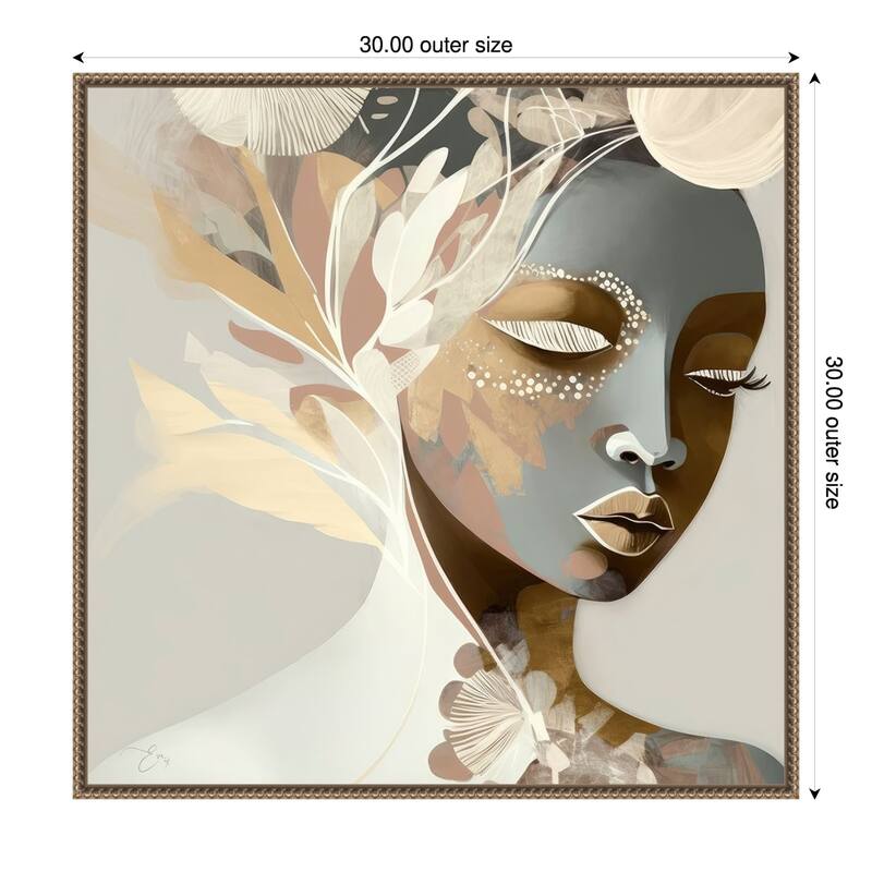 Annabelle by Bella Eve Framed Canvas Wall Art Print - Sylvie Beaded Gold - 30 x 30 in