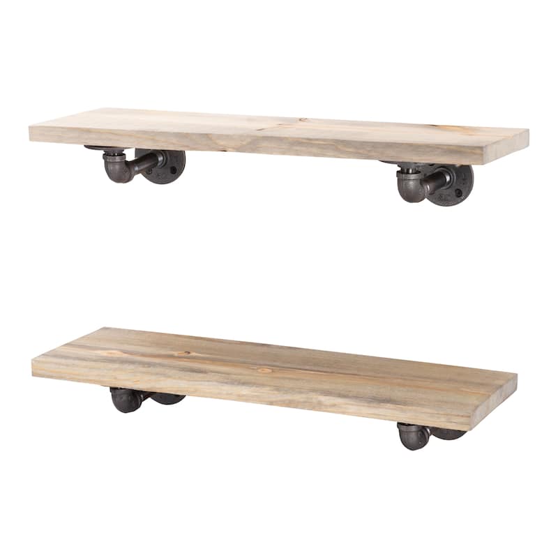 Restore Wood 24 in. Wall Shelf, L-Shape Steel Pipe Brackets, Set of 2