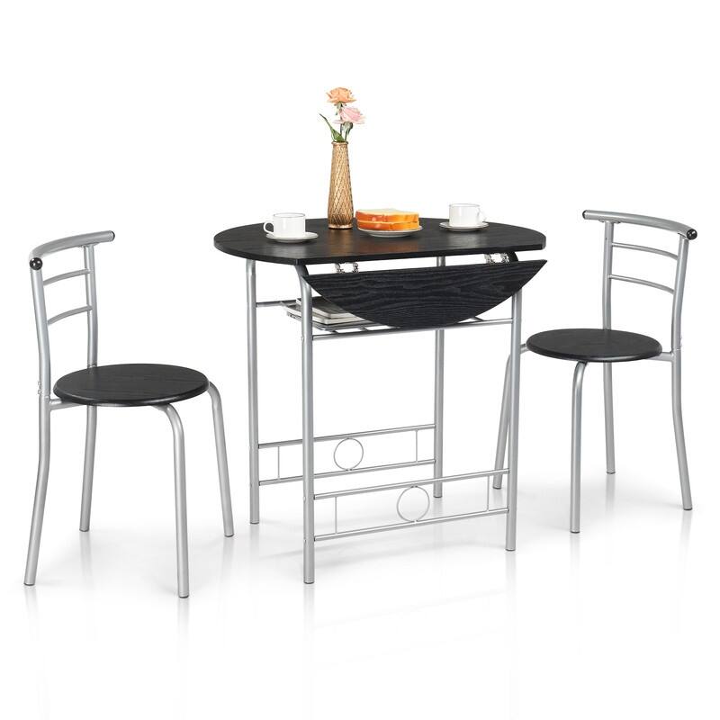 31.5" Drop Leaf Dining Table for Small Space,Small Kitchen Table Set for 2 - Black