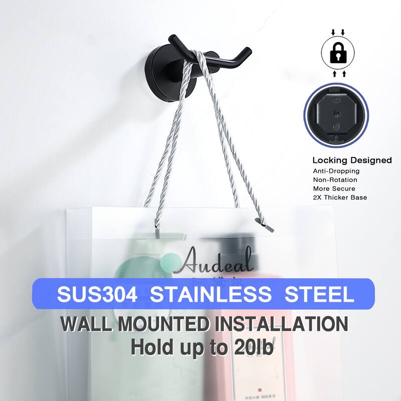 Wall Mounted 2 in 1 Towel Hook Robe Hook(set of 2)