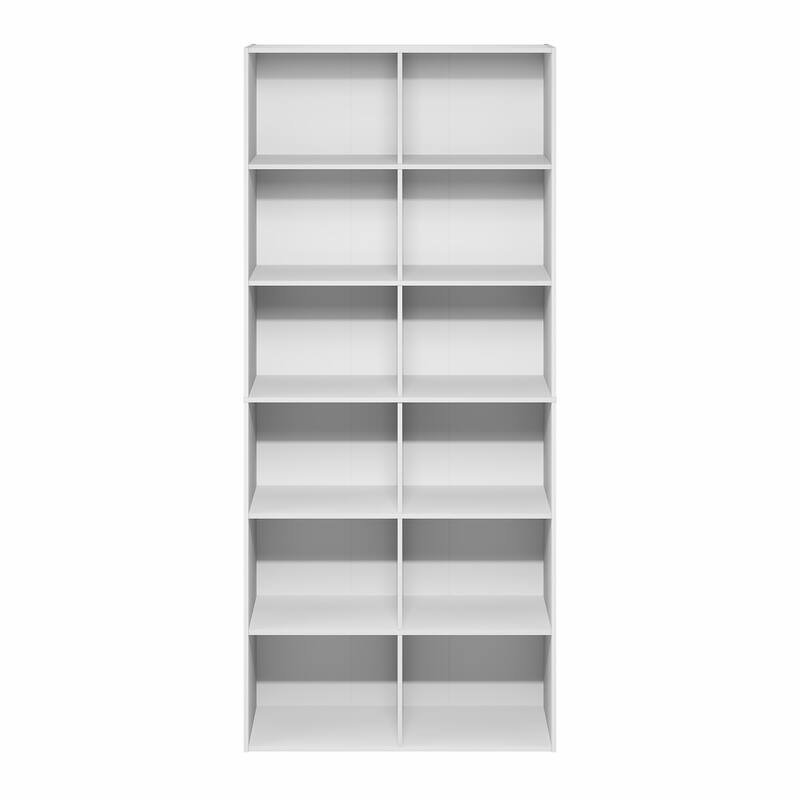Furinno Basic 12-Cube Open Shelf Bookcase, Bookshelf, Storage Organizer, 12 x 32 x 71