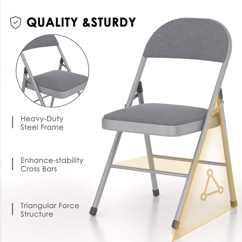 8 Pack Portable Padded Folding Chair, Upholstered Folding Dining Chairs Pack of 8, Metal Event Commercial Chairs