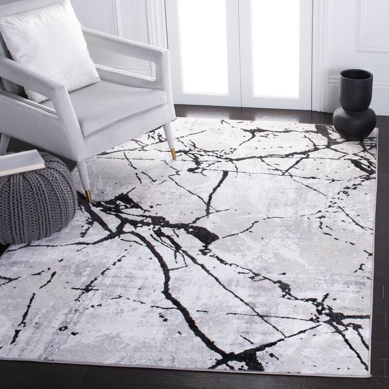 SAFAVIEH Amelia Alli Modern Abstract Distressed Rug - 6' x 9' - Grey/Black