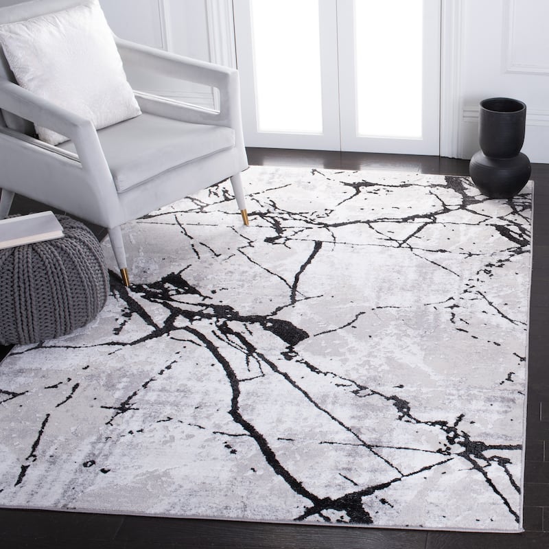 SAFAVIEH Amelia Fietje Modern Abstract Distressed Rug - 9' x 12' - Grey/Black - Rectangle