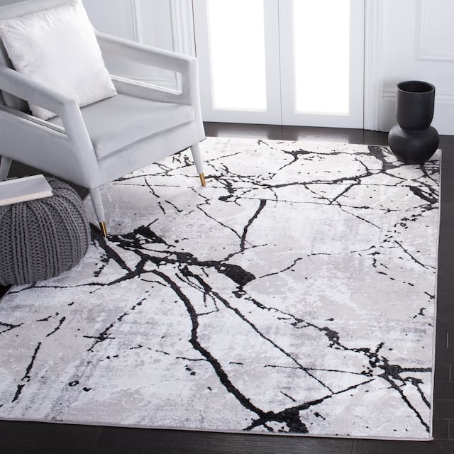 SAFAVIEH Amelia Fietje Modern Abstract Distressed Rug - 3' x 5' - Grey/Black