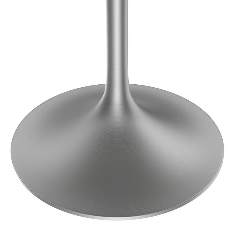 LeisureMod Verve 48" Round Dining Table with Sintered Stone TableTop and Brushed Chrome Base for Kitchen & Dining Room