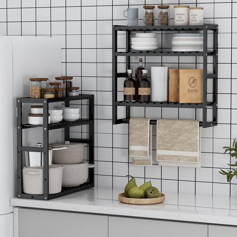 Towel Rack Bathroom Storage Shelves Over The Toilet with Towel Bar