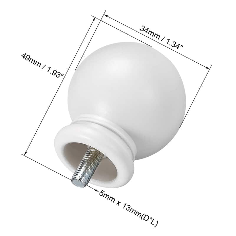 Curtain Rod Finials Plastic End,Total Size 49mm x 34mm White 2pcs - White
