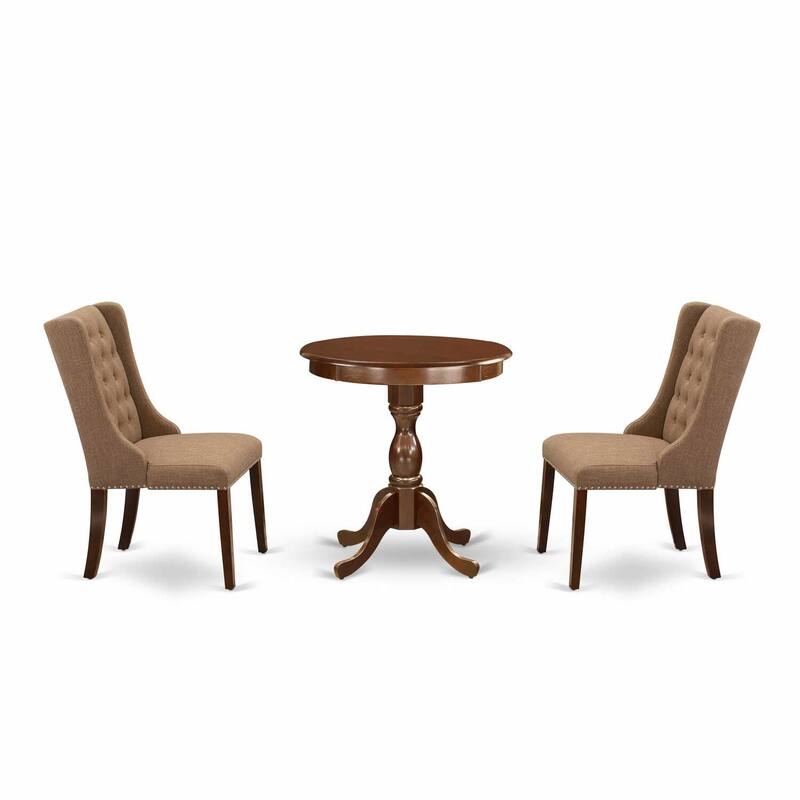 3-Piece Mahogany Finish Solid Wood Top - Dining Room Set - Seats 4