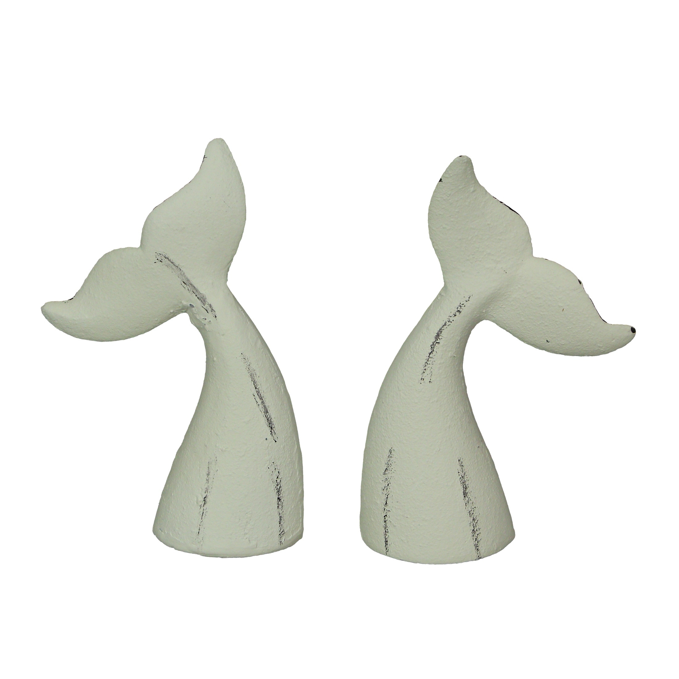 Set Of 2 Cast Iron Whale Tail Bookends Nautical Home Decor Bookshelf - 6.5 X 4 X 1.5 inches