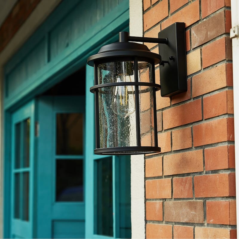 1-Light Outdoor Wall Mount Light Fixture - 6.58"x7.96"x11.92" - Matte Black