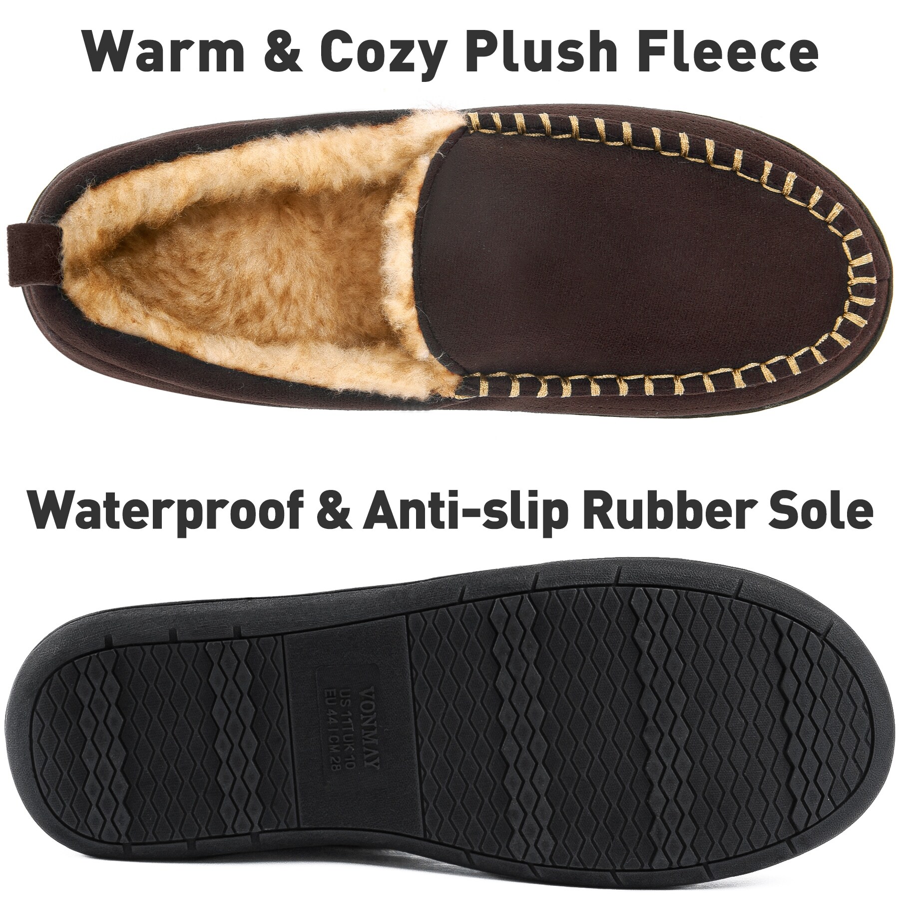 moccasin slippers with rubber sole