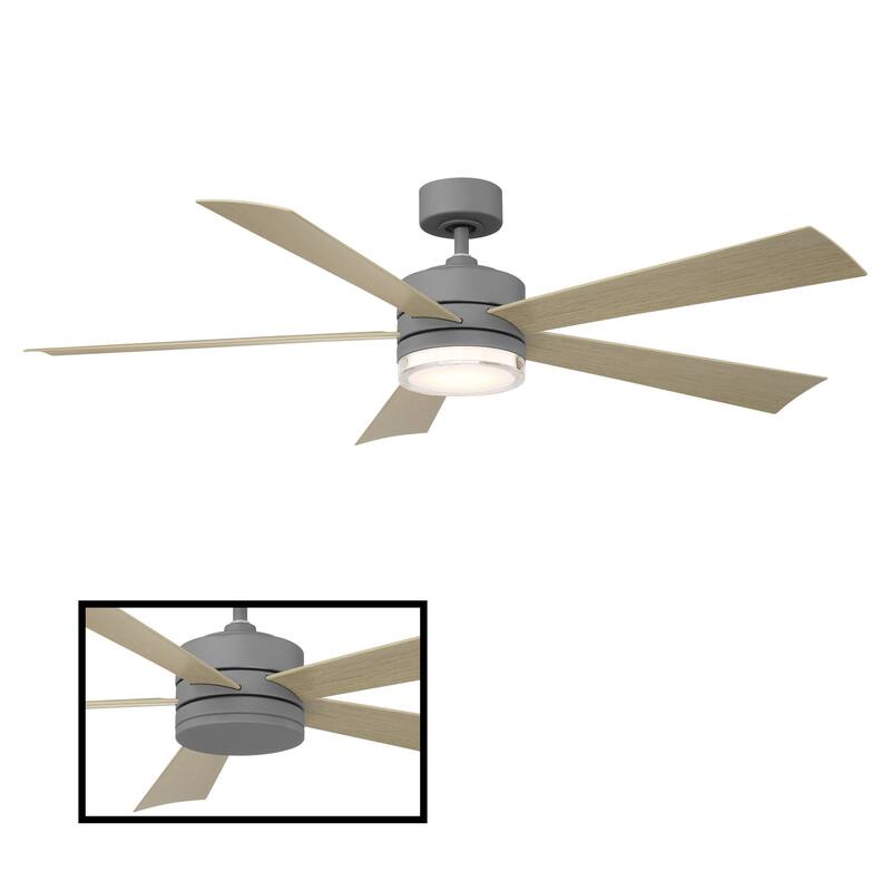 Wynd Indoor and Outdoor 5-Blade Smart Ceiling Fan 60in with 3000K LED Light Kit and Remote Control