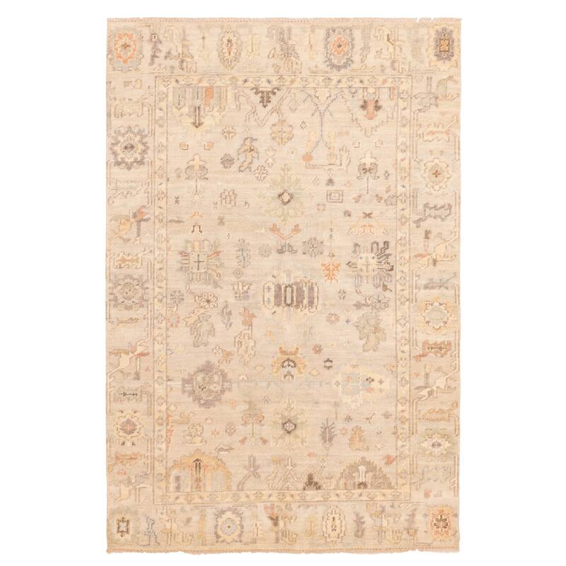 ECARPETGALLERY Hand-knotted Kavya Oushak Light Khaki Wool Rug - 5'11 x 8'11