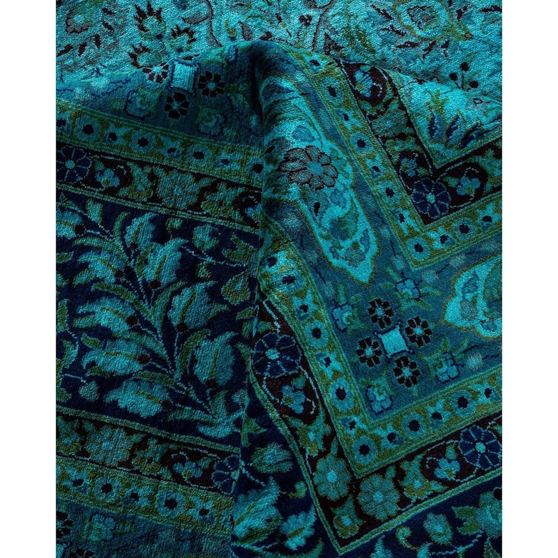 Overdyed, One-of-a-Kind Handmade Area Rug - Blue - 12' 3" x 17' 6"