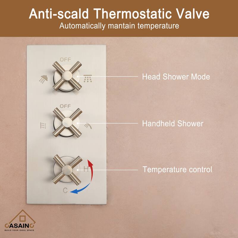 8-In Ceiling Mounted Shower System with Sliding Bar and 4 Body Sprays