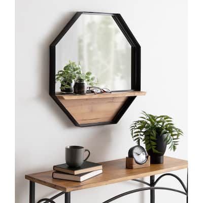 Kate and Laurel Owing Octagon Wall Shelf Mirror