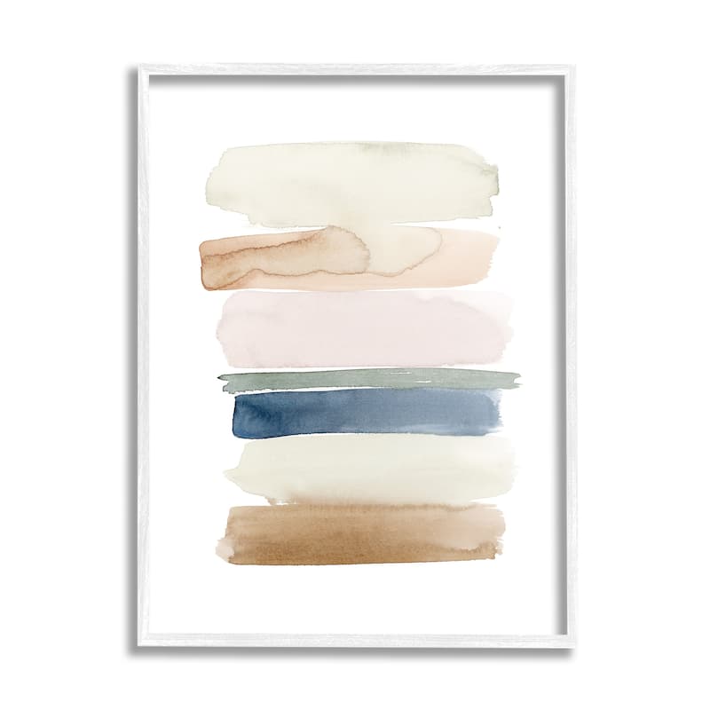 Stupell Tranquil Earth Tones Modern Abstract Living Room Painting Framed Wall Art - Multi-Color - 16 x 20 - White