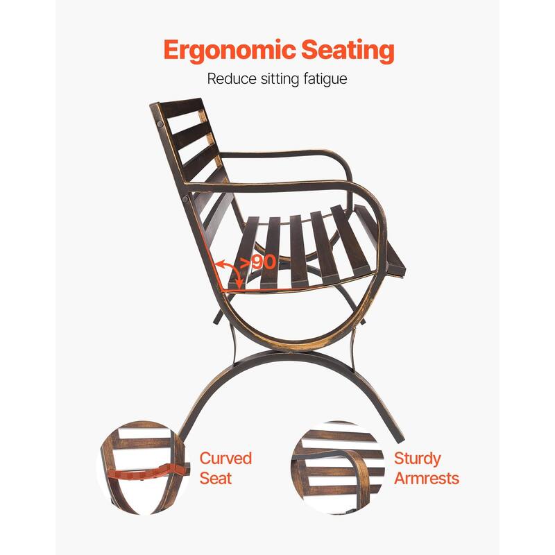 50” Antique Bronze Backyard Bench with Carbon Steel Frame for Comfortable Outdoor Seating - 50” x 23” x 31.1”