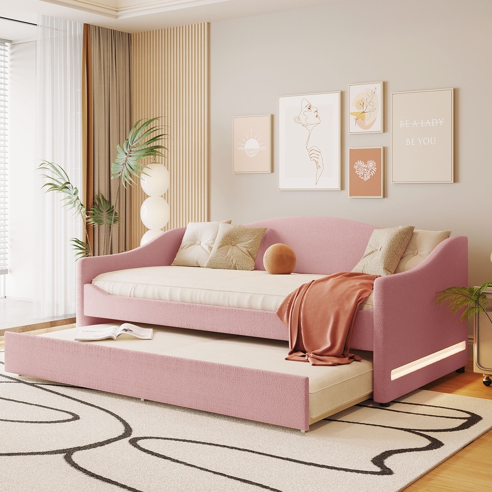 Pink twin deals trundle bed