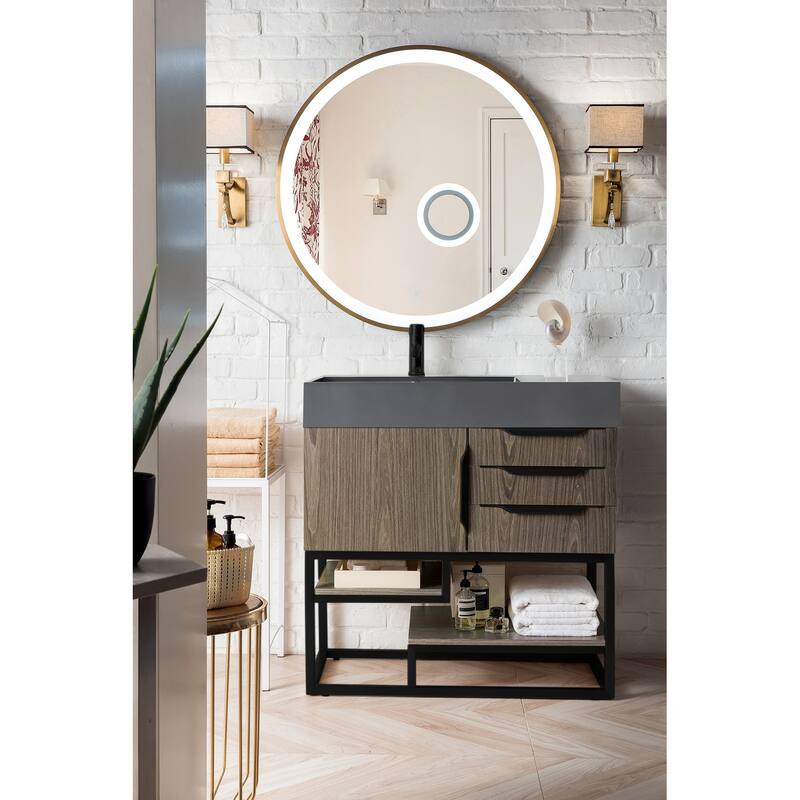 James Martin Vanities Columbia 36" Single Vanity, Ash Gray with Matte Black Hardware