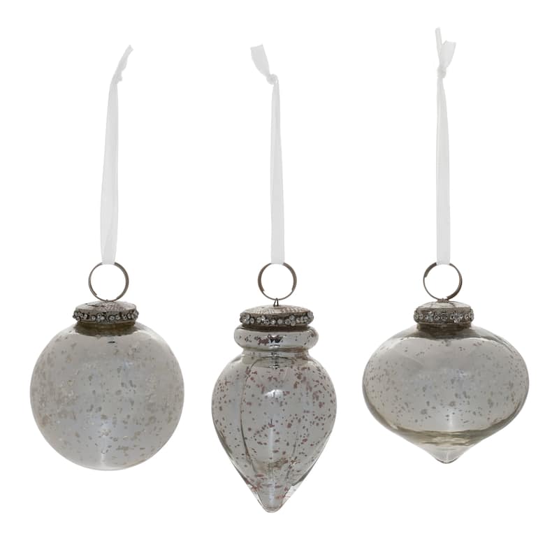 Grey Mercury Glass Ornament (Set of 6)