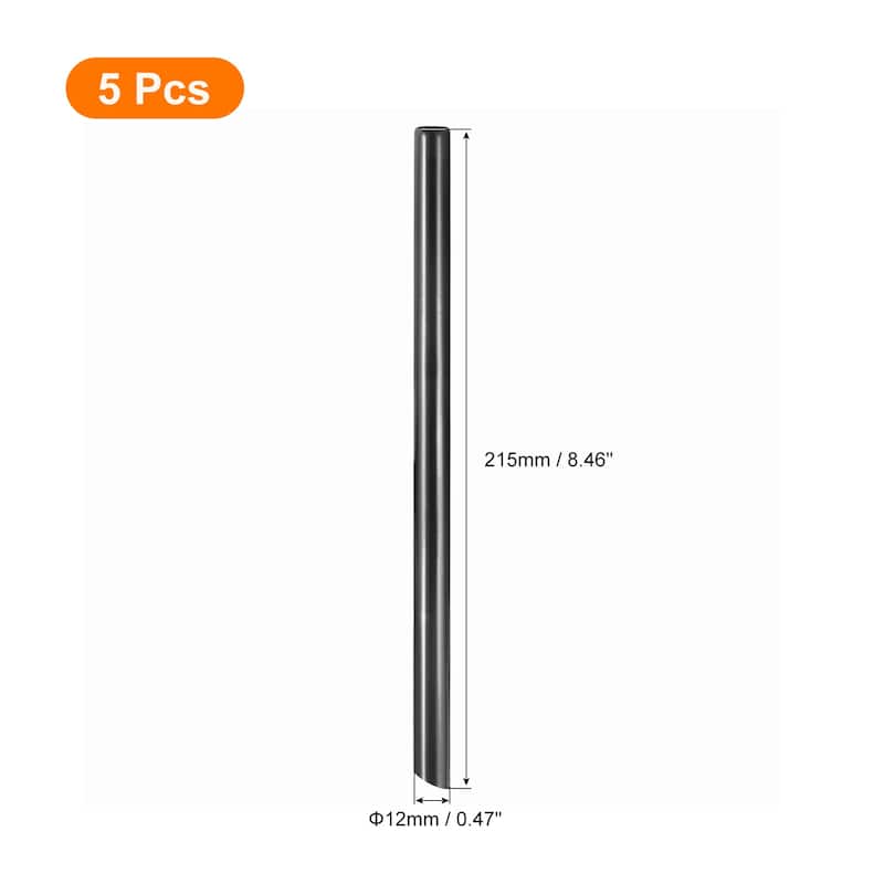 5Pcs 8.5" Bevel End Stainless Steel Straws Reusable Metal Straw - Black
