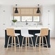 preview thumbnail 68 of 78, Skara Mid-Century Swivel Counter Stool, Upholstered Counter Height Chair with Bentwood Legs Set of 3 - White Faux Leather & Oak