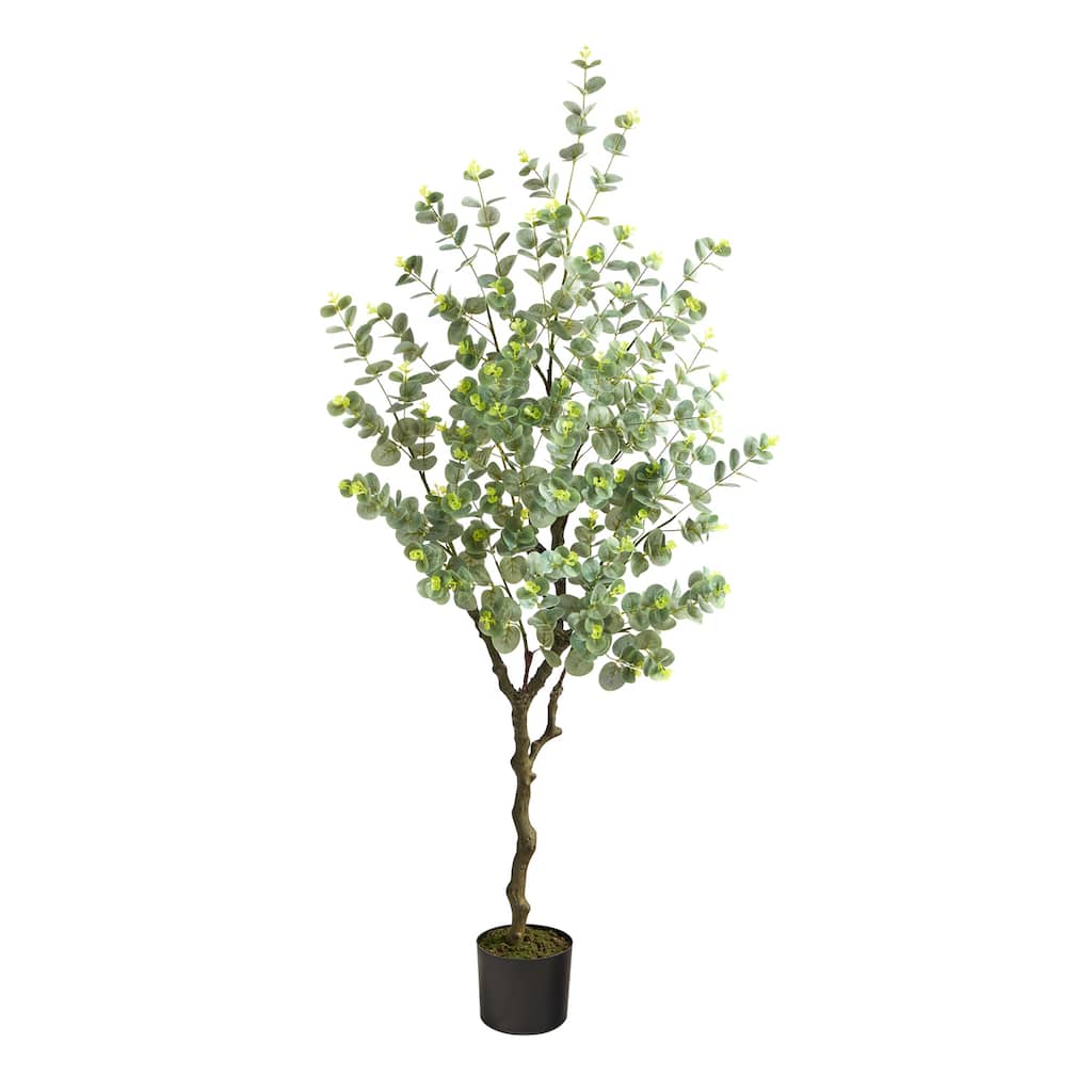 Eucalyptus Artificial Tree 4.5Ft - Realistic Green Indoor Plant Decor - 51-60 Inches