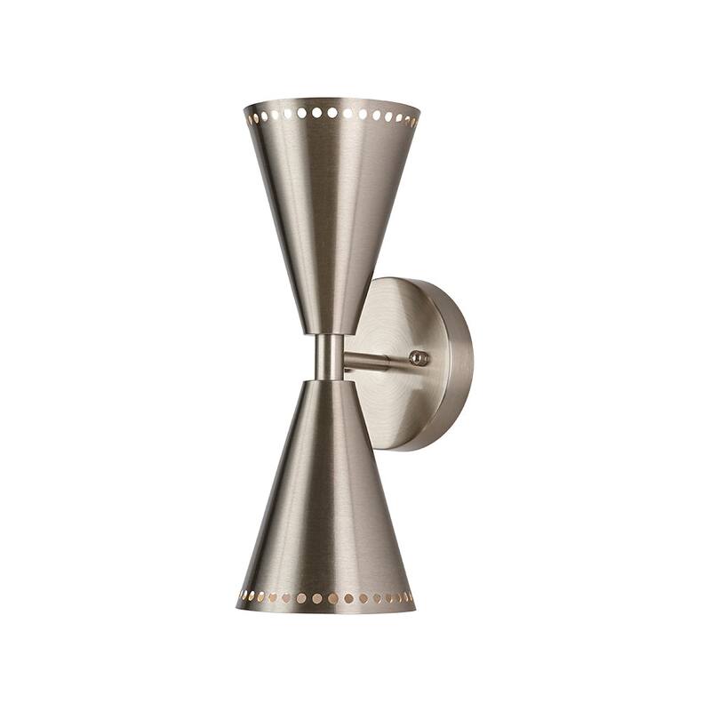 2-Light Mid-century Dual Cone Hourglass Up Down Wall Sconce