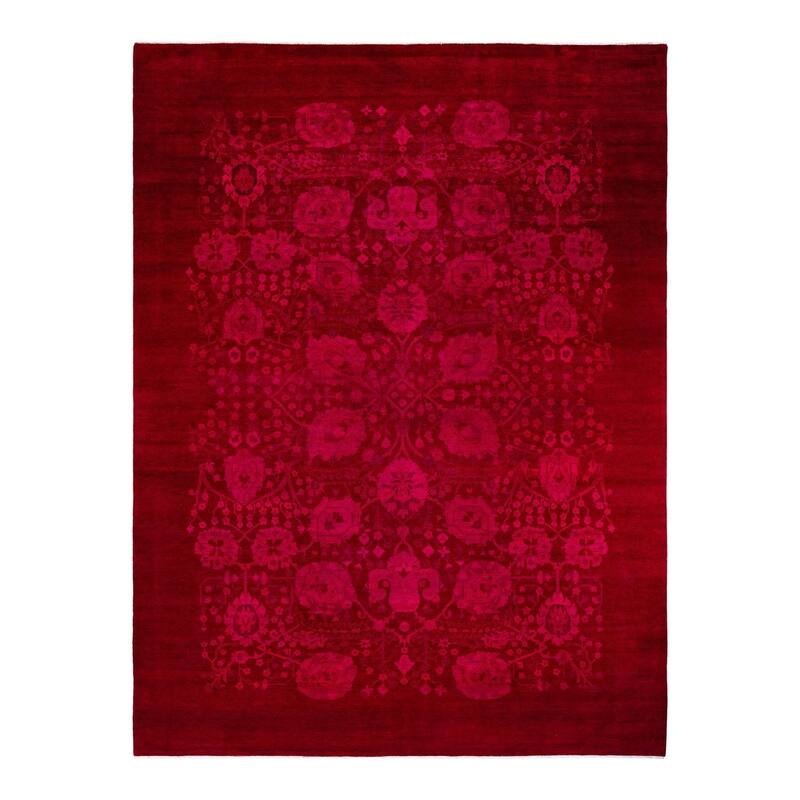 Overdyed, One-of-a-Kind Hand-Knotted Area Rug - Pink - 10' 2" x 13' 6"