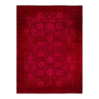 Overdyed, One-of-a-Kind Hand-Knotted Area Rug - Pink - 10' 2" x 13' 6"