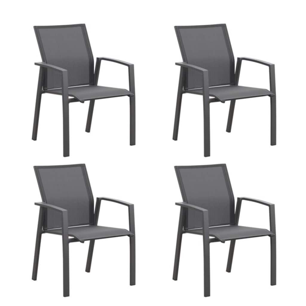 Set of 4 Aluminum Patio Dining Chairs, 22.44" Stackable Gray Chairs