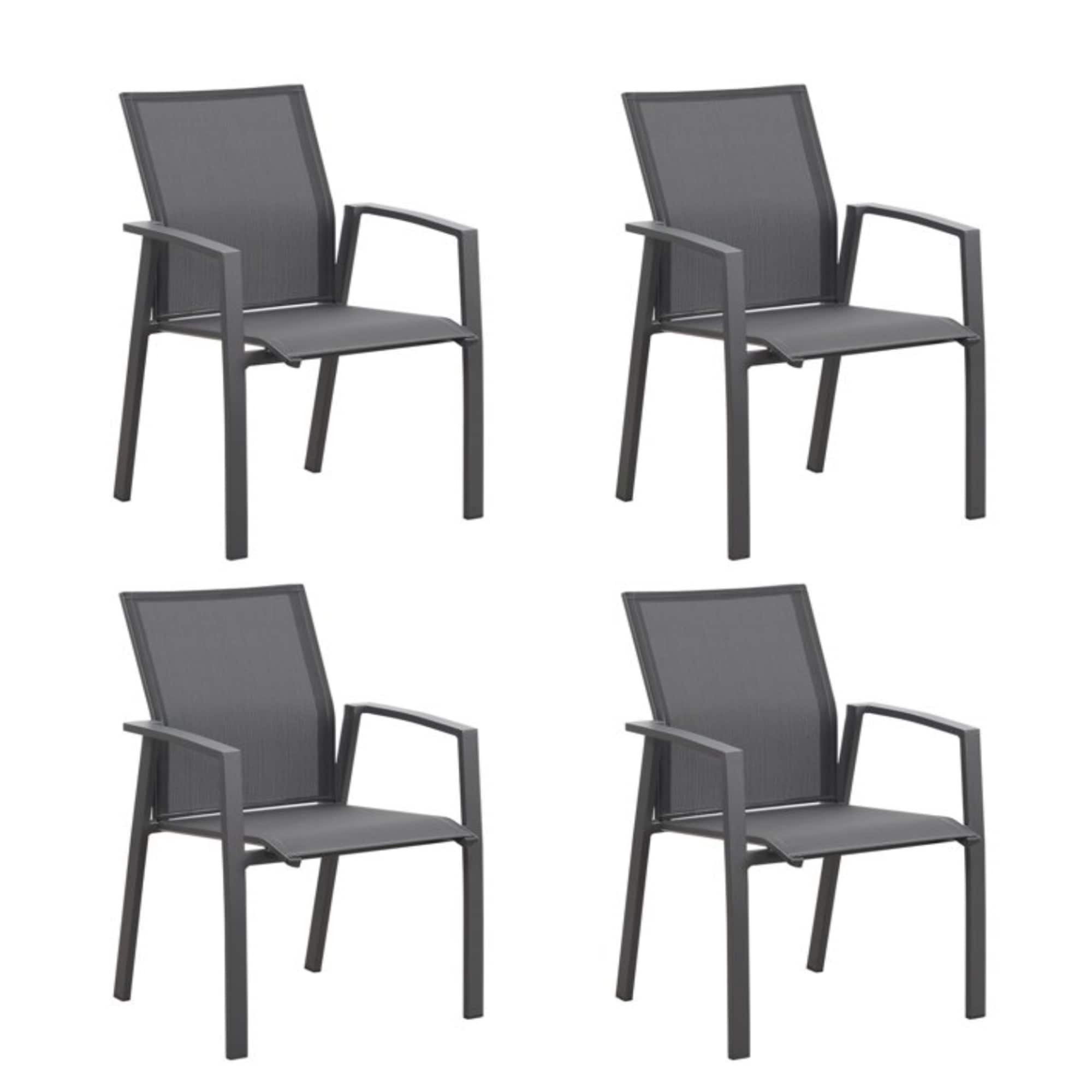 Set of 4 Aluminum Patio Dining Chairs, 22.44 Inches Width Fully Assembled