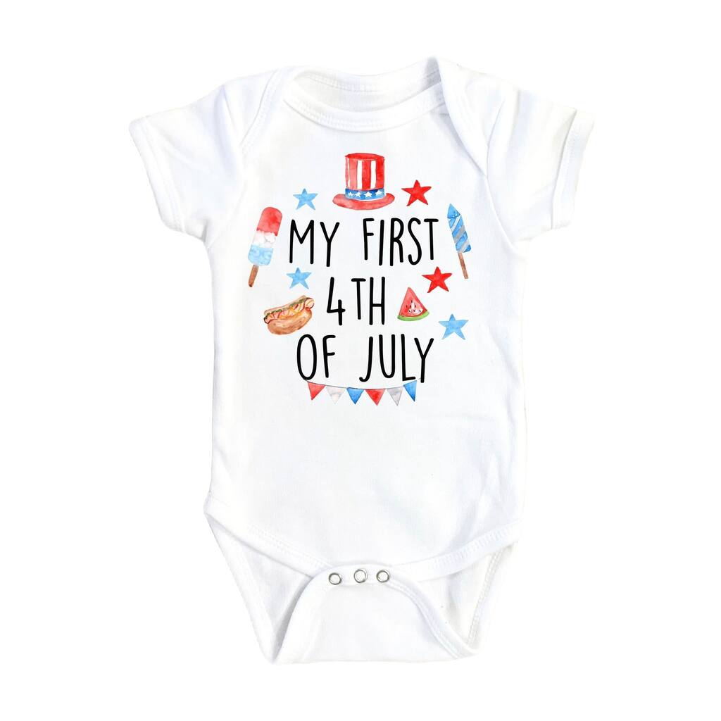 First July 4th - Baby Boy Girl Clothes Infant Bodysuit Funny Cute Newborn