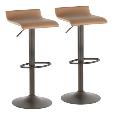 Carbon Loft Hess Industrial Barstool in Antique Metal and Faux Leather (Set of 2)
