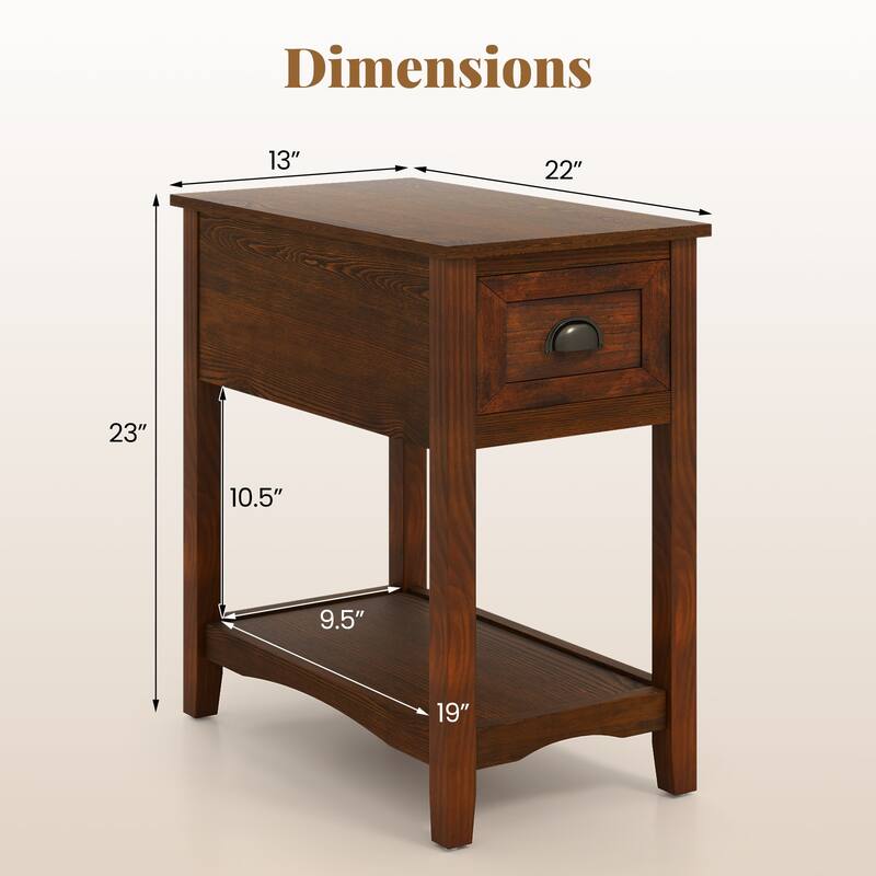 Gymax Contemporary Chair Side End Table Compact Table w/ Drawer