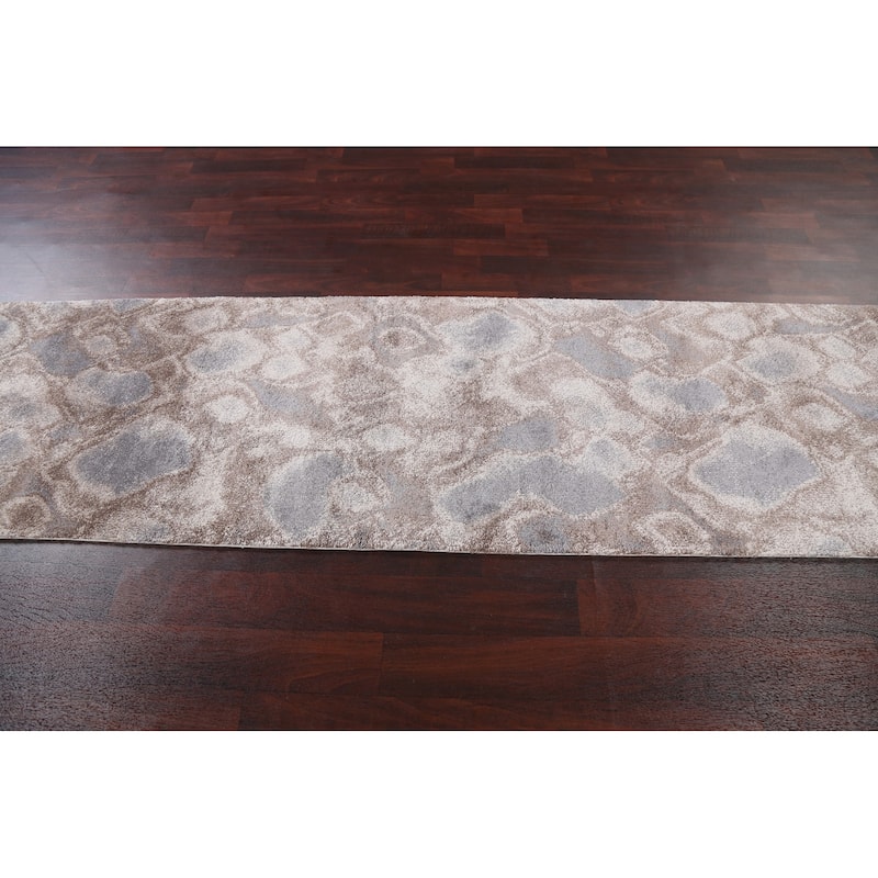 Turkish Abstract Brown Transitional Oriental Rug Contemporary Carpet