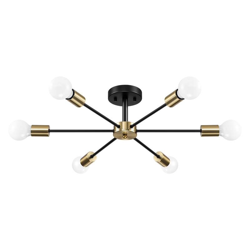 Black/ Gold Sputnik Semi Flush Mount Lamp Close to Ceiling Light Fixture for Living Room/ Kitchen/ Office/ Bedroom/ Foyer
