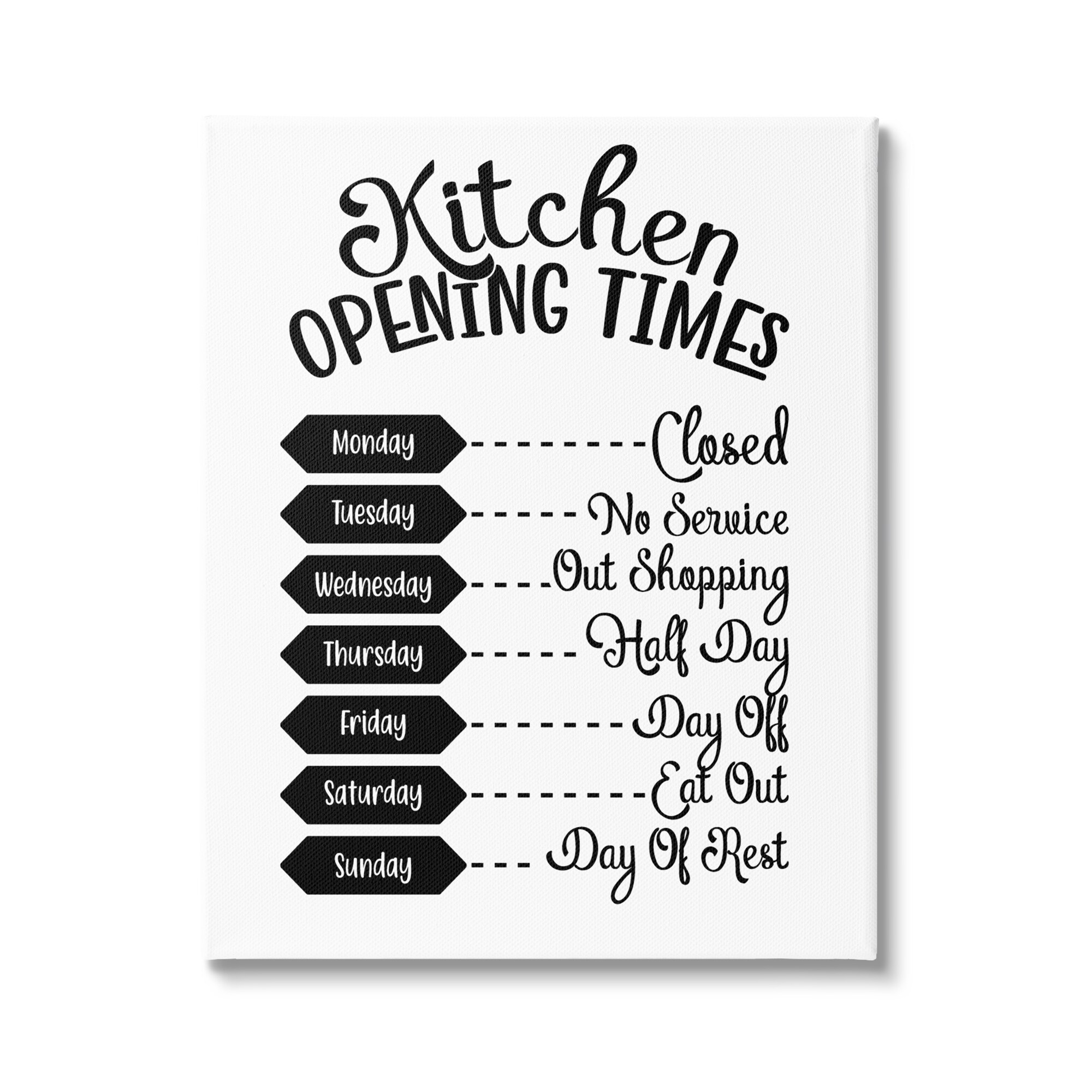 Stupell Kitchen Opening Times Humorous Antique Text Style Canvas Wall Art,-image