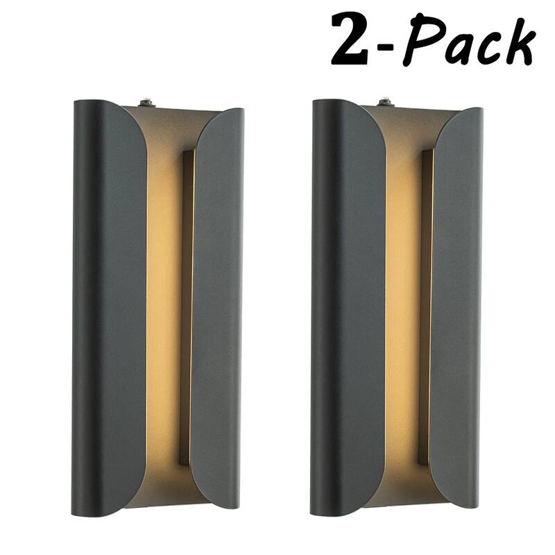 Matte Black Integrated LED Wall Sconce with Acrylic Shade Modern with Dusk to Dawn Sensor for Porch Garage（2 Pack) - W7''