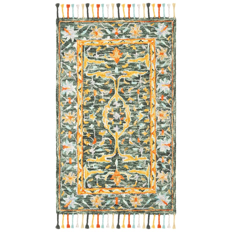 SAFAVIEH Handmade Aspen Jaiden & Eclectic Floral & Botanical - 4' x 6' - Olive/Rust