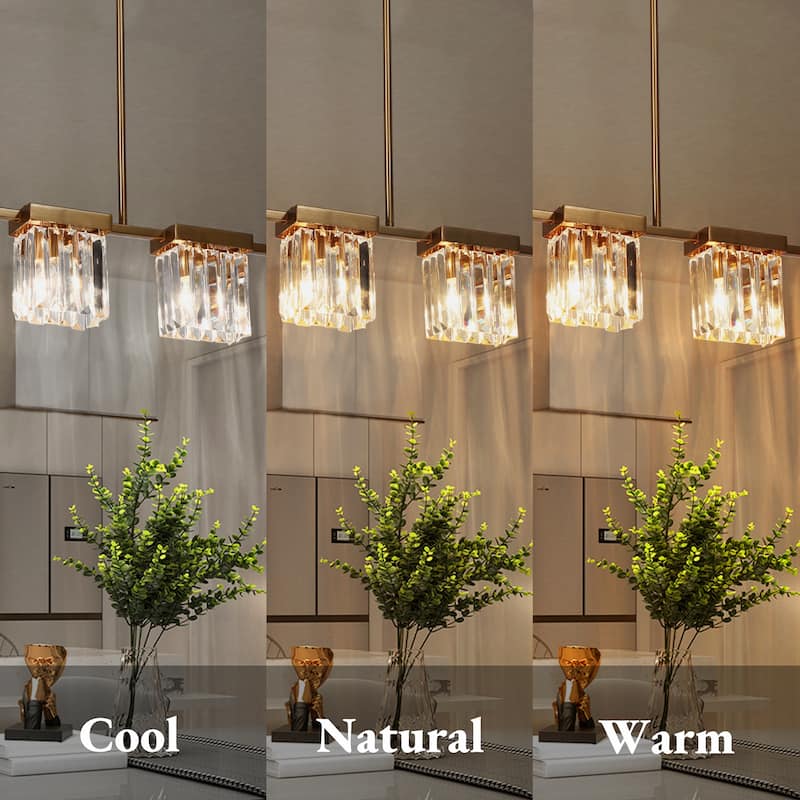 Diore Modern 5-Light 40" W Crystal Chandelier Glam Brass Kitchen Island Light - L 40.2" x H 70" Max