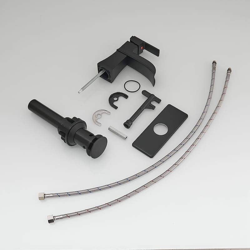 Single-handle Bathroom Waterfall Sink Faucet with Drain and Deckplate