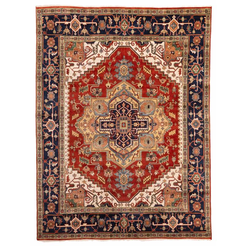 ECARPETGALLERY Hand-knotted Serapi Heritage Light Red Wool Rug - 9'0 x 11'11