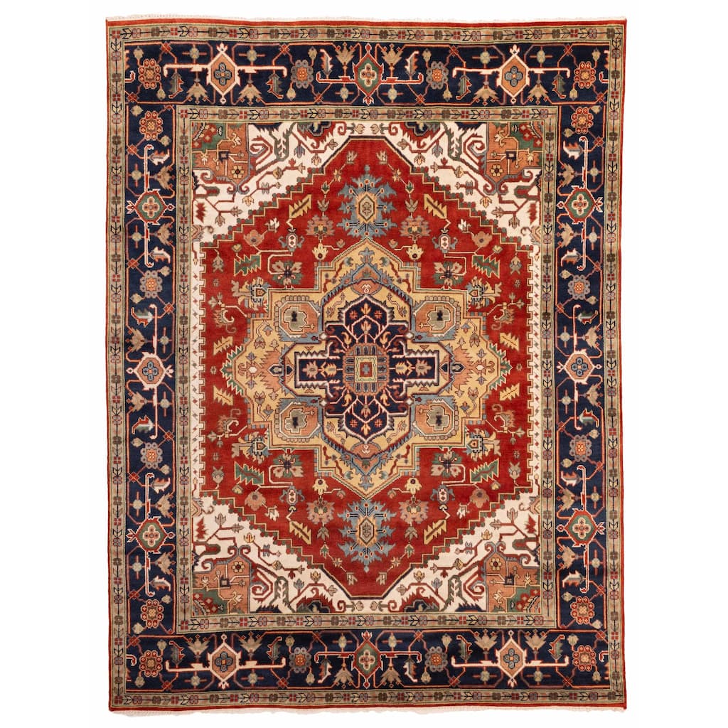 ECARPETGALLERY Hand-knotted Serapi Heritage Light Red Wool Rug - 9'0 x 11'11