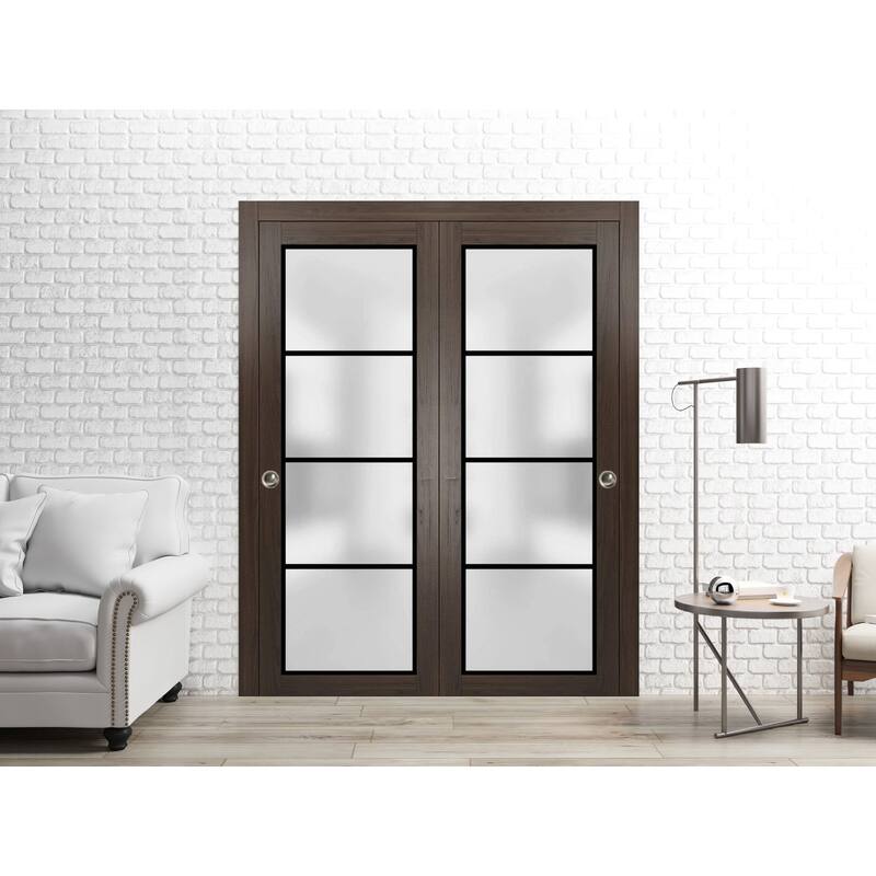 Bypass Doors 36 x 80 Planum 2132 Chocolate Ash Sturdy Rails